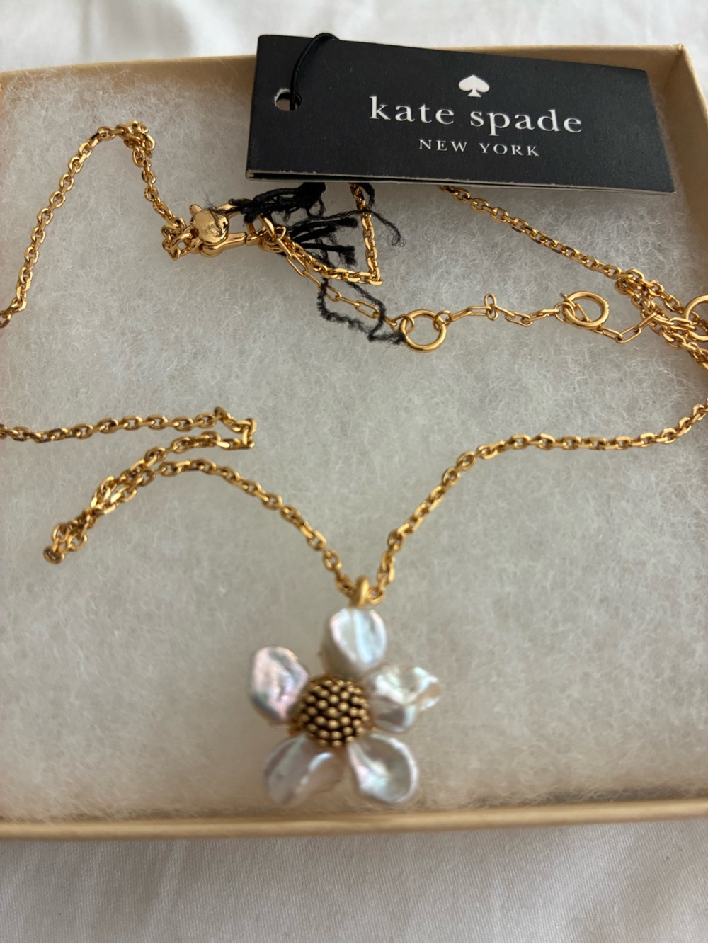 kate spade Gold-tone Necklace with White Mother-of-Pearl Flower Pendant